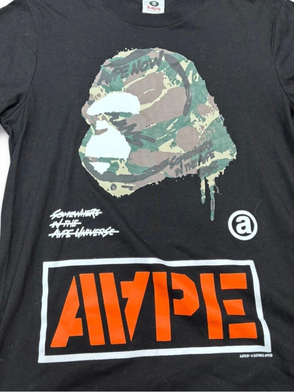 Men’s Black Graphic Logo T-Shirt - Camouflage Ape Head